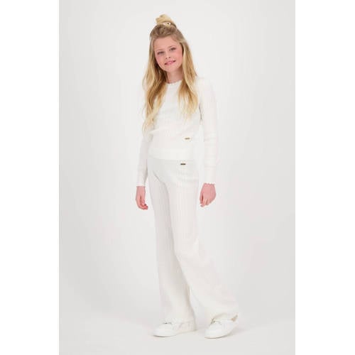 VINGINO flared broek Silkie wit Meisjes Viscose Effen 104