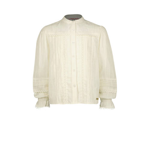 Vingino blouse Luna met ruches off white Wit Meisjes Katoen Klassieke kraag 