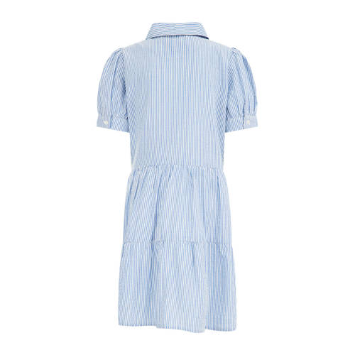 WE Fashion gestreepte jurk blauw wit Meisjes Katoen Klassieke kraag Streep 98 104