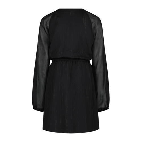 America Today jurk Dua X met mesh zwart Meisjes Polyester Ronde hals 134 140