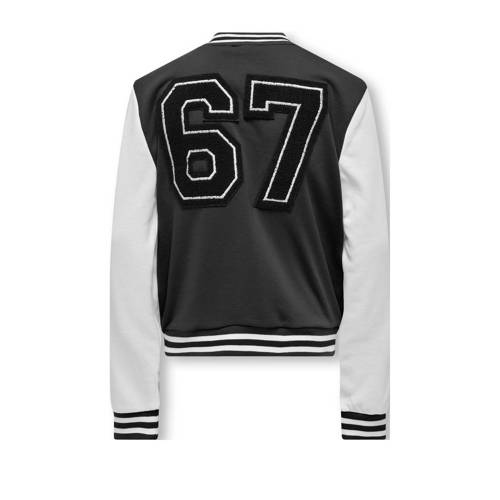 Only KIDS BOY baseball jacket met tekst zwart wit Vest Jongens Polyester Opstaande kraag 122 128