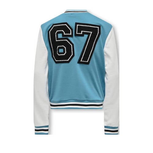 Only KIDS BOY baseball jacket met tekst blauw wit Vest Jongens Polyester Opstaande kraag 122 128