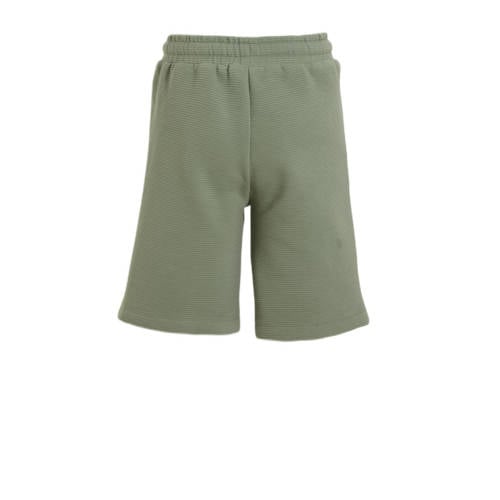 anytime geribde sweatshort khaki Korte broek Groen Jongens Katoen Effen 98 104