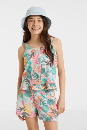 crinkle top met all over print multi