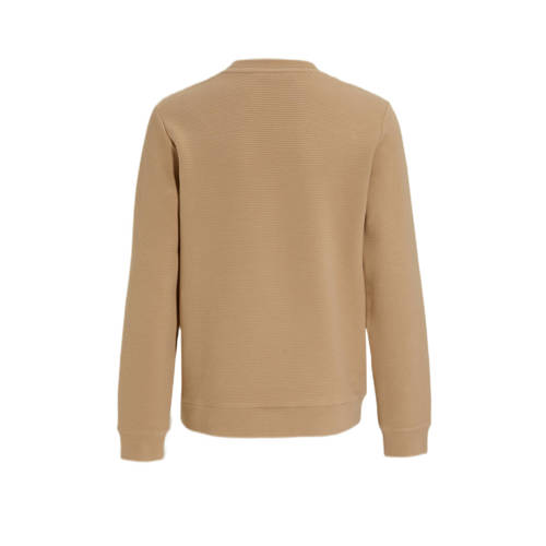 anytime geribde sweater beige T-shirt Jongens Katoen Ronde hals Effen 98 104