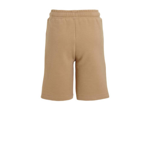 Anytime geribde sweatshort beige Korte broek Jongens Katoen Effen 110 116