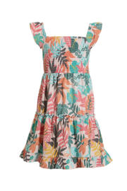thumbnail: Multikleurige meisjes anytime crinkle jurk van polyester met korte mouwen en elastische inzet