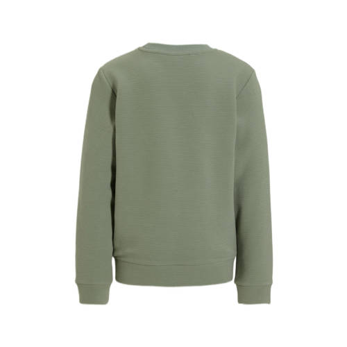 anytime geribde sweater khaki T-shirt Groen Jongens Katoen Ronde hals Effen 98 104