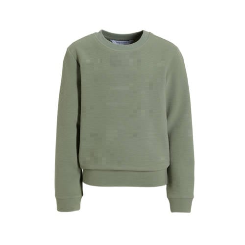 anytime geribde sweater khaki Groen Jongens Katoen Ronde hals Effen - 110/116