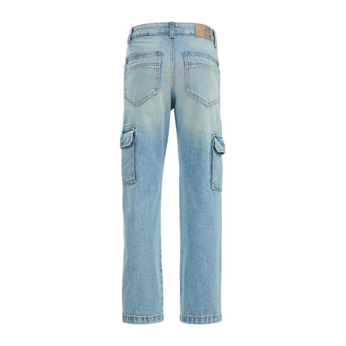 WE Fashion Salty Dog regular fit jeans bleached denim Blauw Jongens Stretchdenim 104
