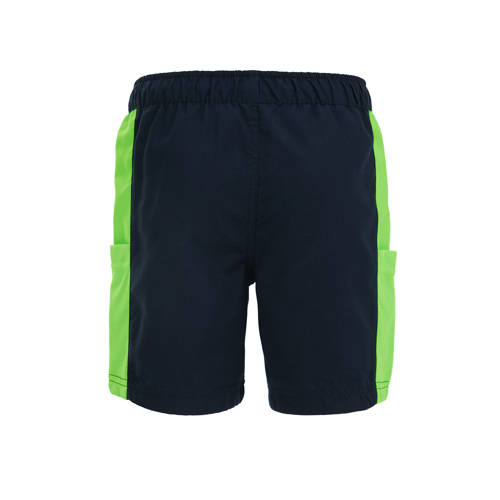 WE Fashion zwemshort donkerblauw neon groen Jongens Polyester Meerkleurig 98 104