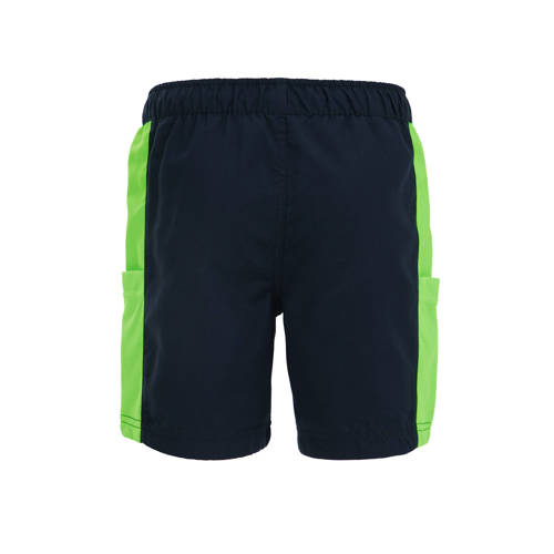 WE Fashion zwemshort donkerblauw neon groen Jongens Gerecycled polyester 110 116