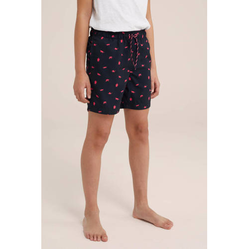 WE Fashion zwemshort donkerblauw roze Jongens Polyester All over print 92