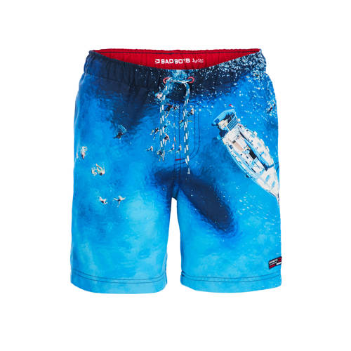 WE Fashion zwemshort blauw Jongens Gerecycled polyester All over print