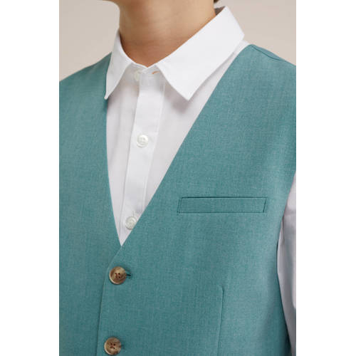 WE Fashion gilet aqua Blauw Jongens Polyester V-hals Effen 110 116