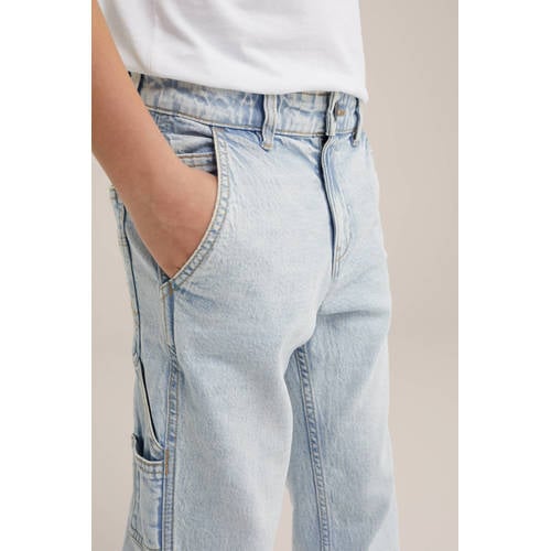 WE Fashion Blue Ridge tapered fit jeans light blue denim Blauw Effen 104
