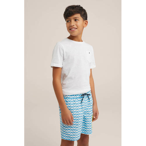 WE Fashion zwemshort turquoise wit Blauw Jongens Polyester All over print 92