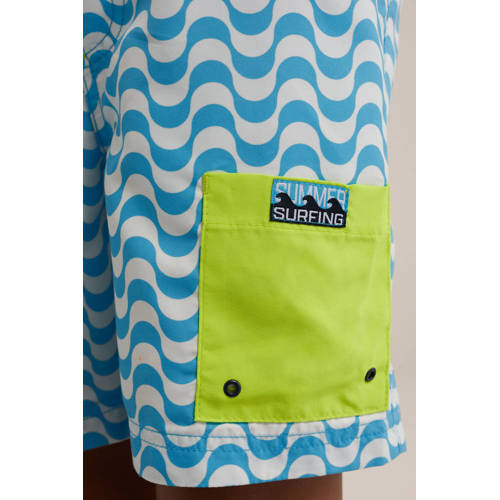 WE Fashion zwemshort turquoise wit Blauw Jongens Polyester All over print 92