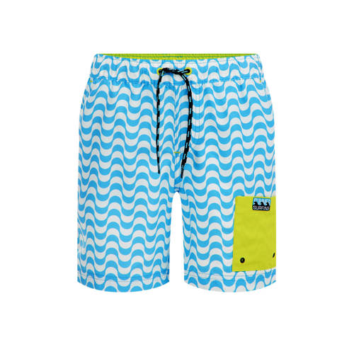 WE Fashion zwemshort turquoise/wit Blauw Jongens Gerecycled polyester All over print