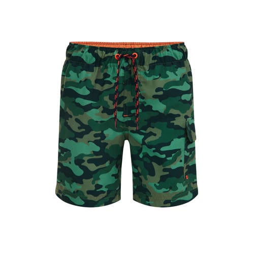 WE Fashion zwemshort groen Jongens Polyester Camouflage - 110/116