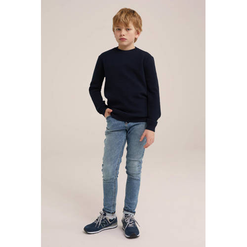 WE Fashion Blue Ridge slim fit jeans used denim Blauw Jongens Stretchdenim 104