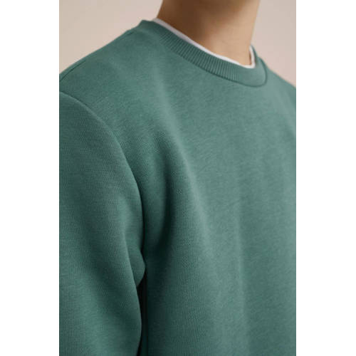 WE Fashion Blue Ridge unisex sweater Topaz Groen Effen 110 116