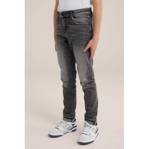 WE Fashion Blue Ridge slim fit jeans grey denim Grijs Jongens Stretchdenim 98