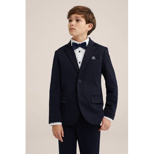 WE Fashion colbert donkerblauw Jongens Polyester Reverskraag Effen 92