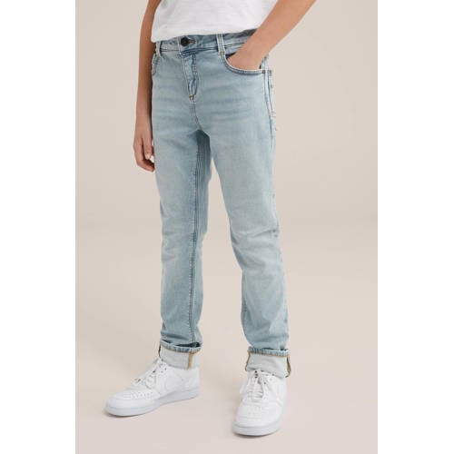 WE Fashion Blue Ridge tapered fit jeans bleached denim Blauw Jongens Stretchdenim 104