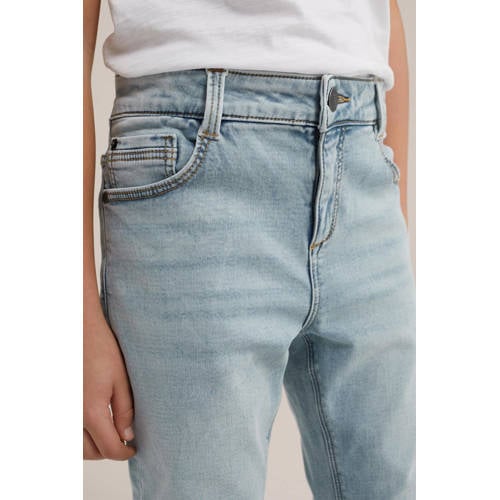 WE Fashion Blue Ridge tapered fit jeans bleached denim Blauw Jongens Stretchdenim 104