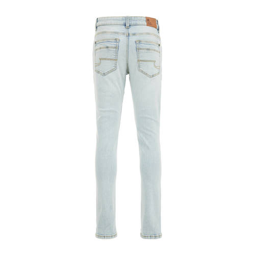 WE Fashion slim fit jeans bleached denim Blauw Jongens Stretchdenim Effen 104