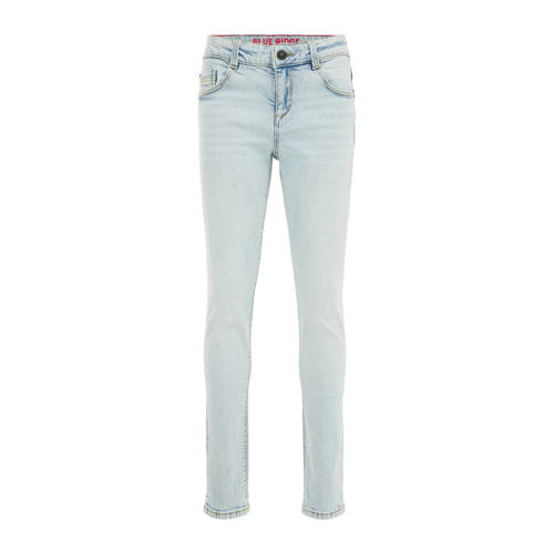 WE Fashion Blue Ridge slim fit jeans bleached denim Blauw Jongens Stretchdenim - 104