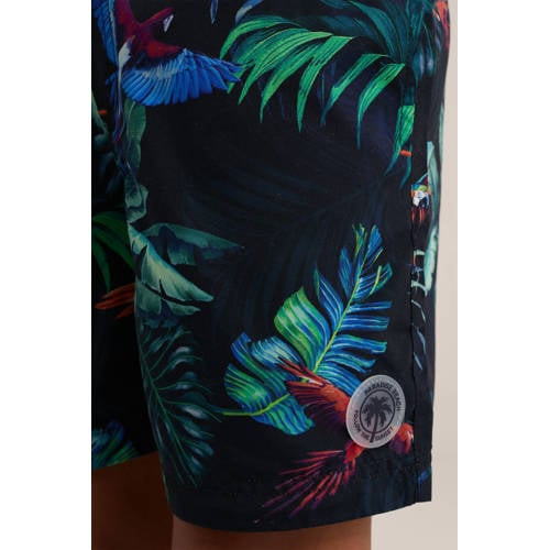 WE Fashion zwemshort donkerblauw Jongens Gerecycled polyester All over print 92