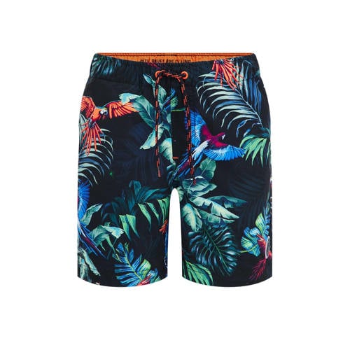 WE Fashion zwemshort donkerblauw Jongens Gerecycled polyester All over print