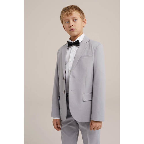 WE Fashion colbert lichtgrijs Jongens Polyester Reverskraag Effen 98 104