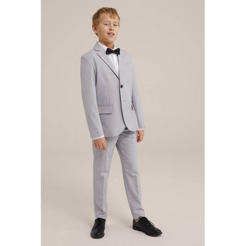 WE Fashion colbert lichtgrijs Jongens Polyester Reverskraag Effen 98 104