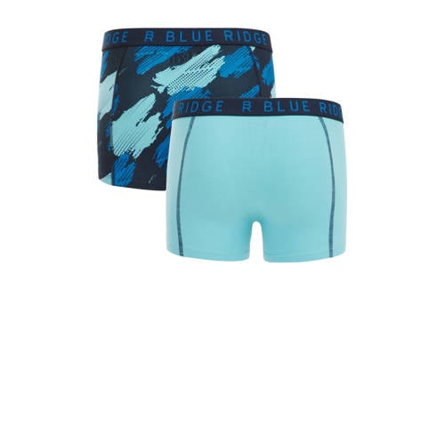 WE Fashion Blue Ridge boxershort - set van 2 blauw/donkerblauw/lichtblauw Jongens Stretchkatoen