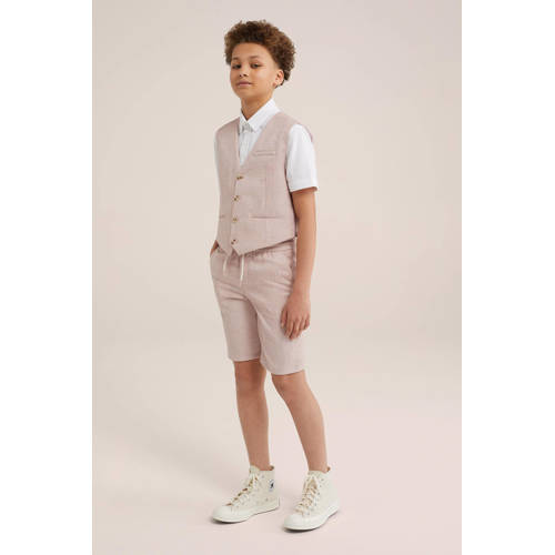 WE Fashion chino short lichtroze Korte broek Jongens Polyester Effen 104