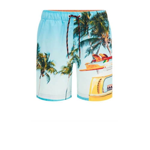 WE Fashion zwemshort lichtblauw/multi Jongens Gerecycled polyester All over print