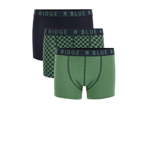WE Fashion Boxershort groen/donkerblauw - set van 3 Jongens Stretchkatoen