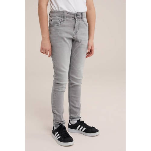WE Fashion Blue Ridge skinny jeans light grey denim Grijs Jongens Stretchdenim 98