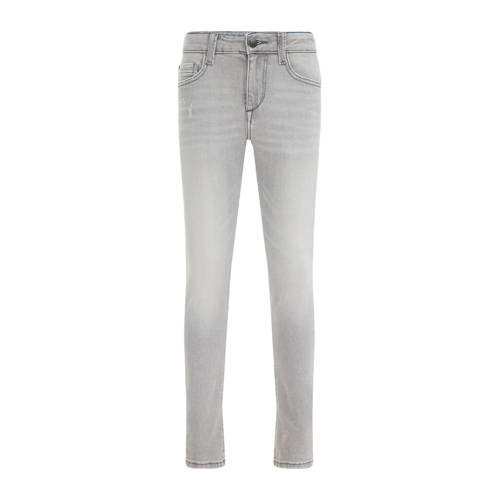 WE Fashion Blue Ridge skinny jeans light grey denim Grijs Jongens Stretchdenim - 104