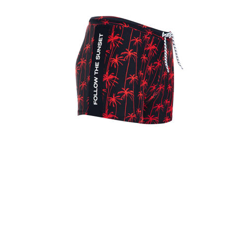 WE Fashion zwemboxer rood zwart Jongens Gerecycled polyamide All over print 110 116
