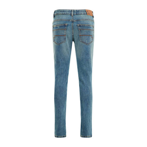 WE Fashion Blue Ridge slim fit jeans destroyed denim Blauw Jongens Stretchdenim 110
