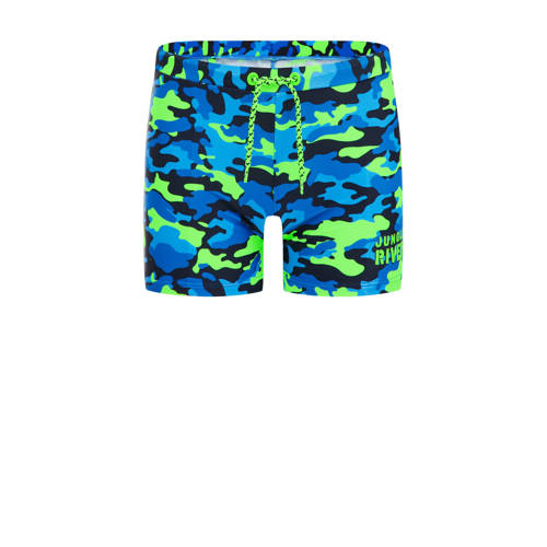 WE Fashion zwemboxer blauw/groen Jongens Gerecycled polyamide Camouflage