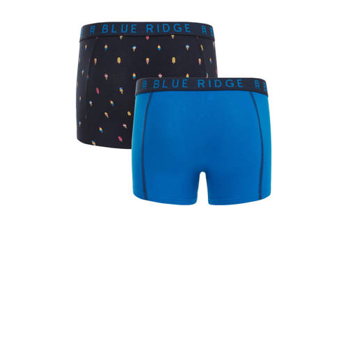 WE Fashion Blue Ridge boxershort set van 2 lichtblauw donkerblauw multicolor Jongens Stretchkatoen 158 164