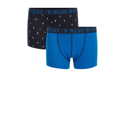 WE Fashion Blue Ridge boxershort - set van 2 lichtblauw/donkerblauw/multicolor Jongens Stretchkatoen - 110/116