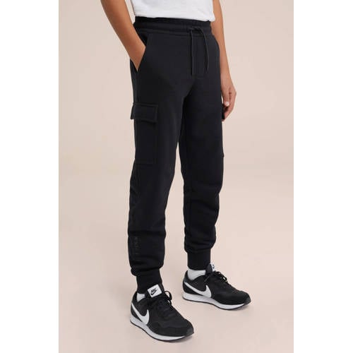 WE Fashion Blue Ridge slim fit joggingbroek black uni Zwart Jongens Sweat 98