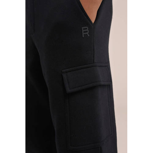 WE Fashion Blue Ridge slim fit joggingbroek zwart Jongens Sweat Effen