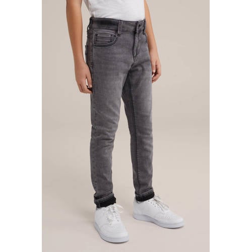 WE Fashion Blue Ridge slim fit jeans soft grey denim Grijs Jongens Stretchdenim 104